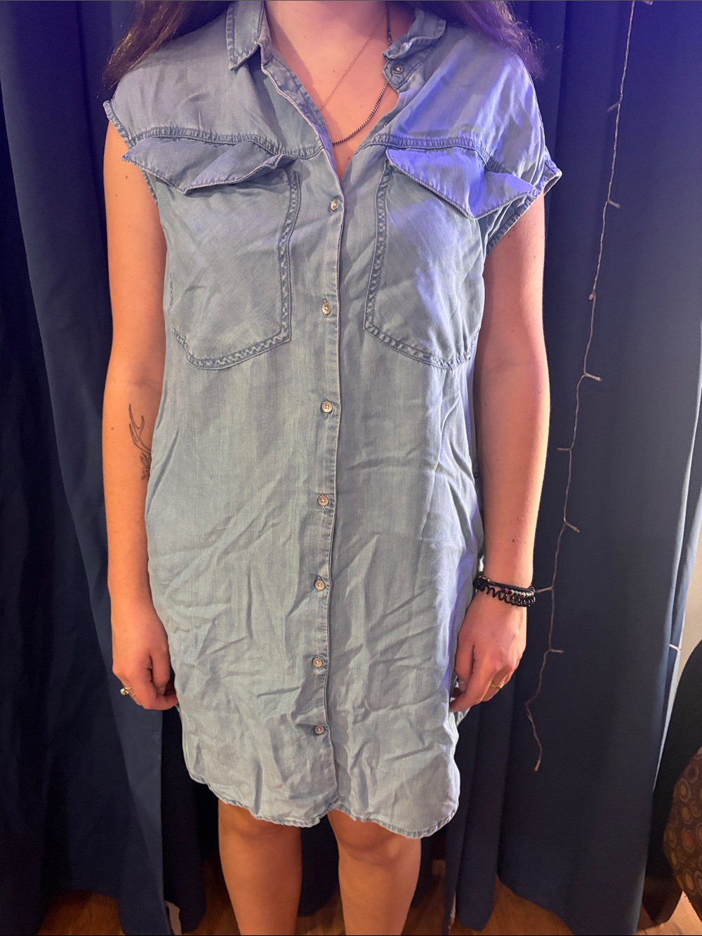 Calvin Klein Light Blue Denim Shirt Dress